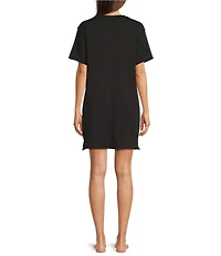 Half Moon by Modern Movement Short Sleeve Crew Neck Scuba Knit Tunic