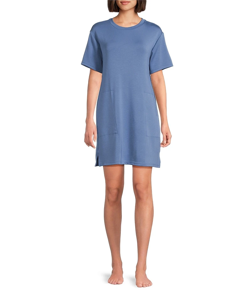 Half Moon by Modern Movement Short Sleeve Crew Neck Scuba Knit Tunic