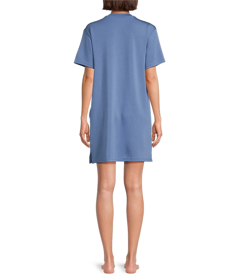 Half Moon by Modern Movement Short Sleeve Crew Neck Scuba Knit Tunic