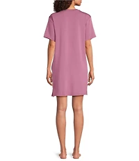 Half Moon by Modern Movement Short Sleeve Crew Neck Scuba Knit Tunic