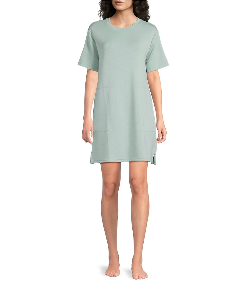 Half Moon by Modern Movement Short Sleeve Crew Neck Scuba Knit Tunic