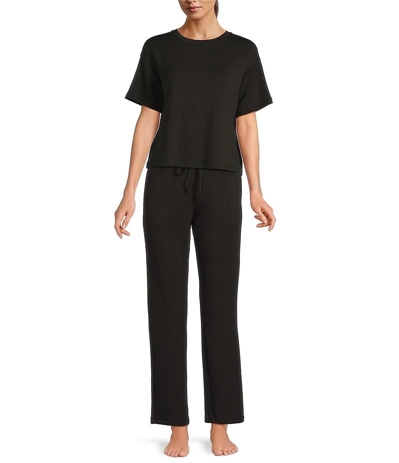 Half Moon by Modern Movement Solid Jersey Knit Drawstring Tie Coordinating Slim Lounge Pants