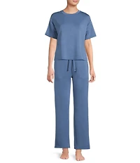 Half Moon by Modern Movement Solid Jersey Knit Drawstring Tie Coordinating Slim Lounge Pants