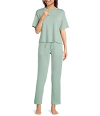 Half Moon by Modern Movement Solid Jersey Knit Drawstring Tie Coordinating Slim Lounge Pants