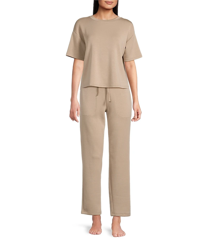 Half Moon by Modern Movement Solid Jersey Knit Drawstring Tie Coordinating Slim Lounge Pants