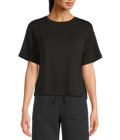 Half Moon by Modern Movement Solid Jersey Knit Short Sleeve Round Neck Coordinating Lounge Top