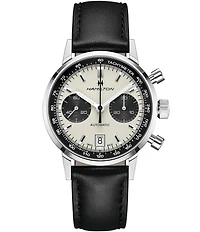 Hamilton Men's American Classic Intra-Matic Auto Chrono Black Leather Strap Watch