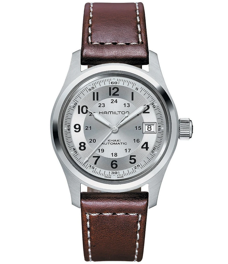 Hamilton Men's Khaki Field Automatic Leather Strap Bracelet Watch