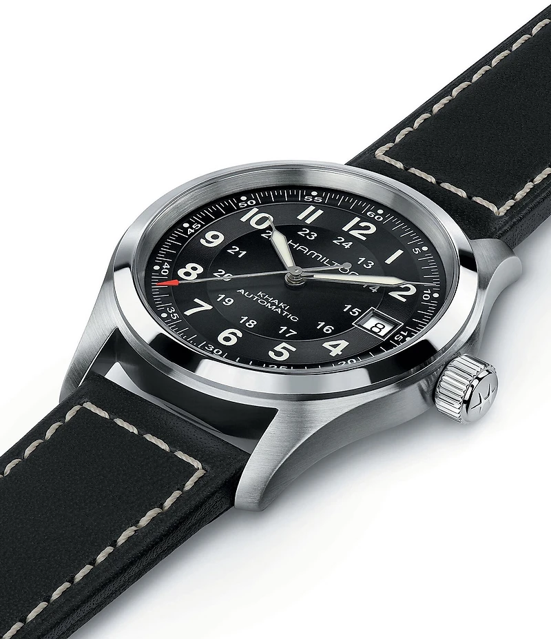 Hamilton Men's Khaki Field Automatic Leather Strap Bracelet Watch