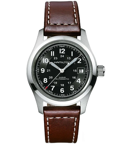 Hamilton Men's Khaki Field Automatic Leather Strap Bracelet Watch