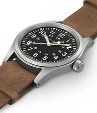Hamilton Men's Khaki Field Mechanical Brown NATO Leather Strap Watch