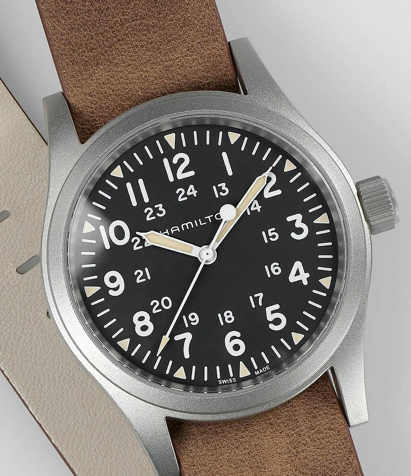 Hamilton Men's Khaki Field Mechanical Brown NATO Leather Strap Watch