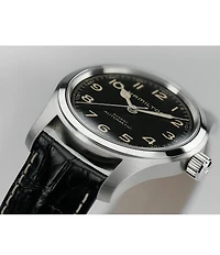 Hamilton Men's Khaki Field Murph Automatic Black Leather Strap Watch