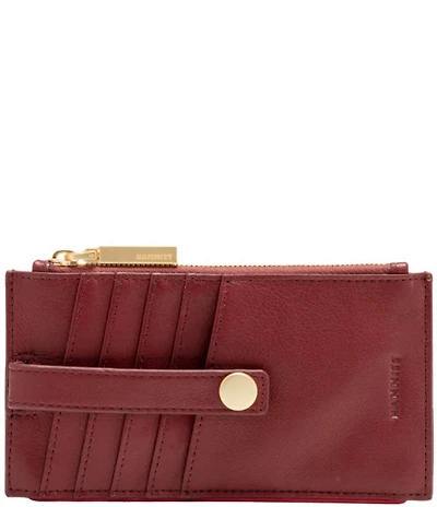 Hammitt 210 West Card Holder Pebble/Brushed Gold Red Zip