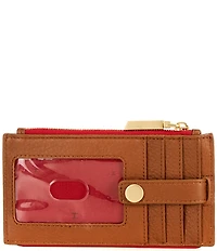 Hammitt 210 West Card Holder Pebble/Brushed Gold Red Zip