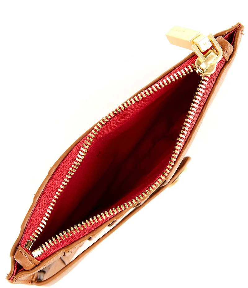 Hammitt 210 West Card Holder Pebble/Brushed Gold Red Zip