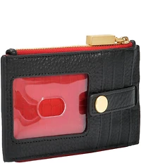Hammitt 210 West Card Holder Pebble/Brushed Gold Red Zip