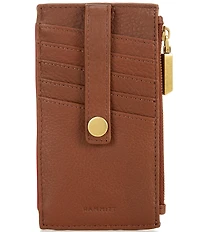 Hammitt 210 West Card Holder Pebble/Brushed Gold Red Zip