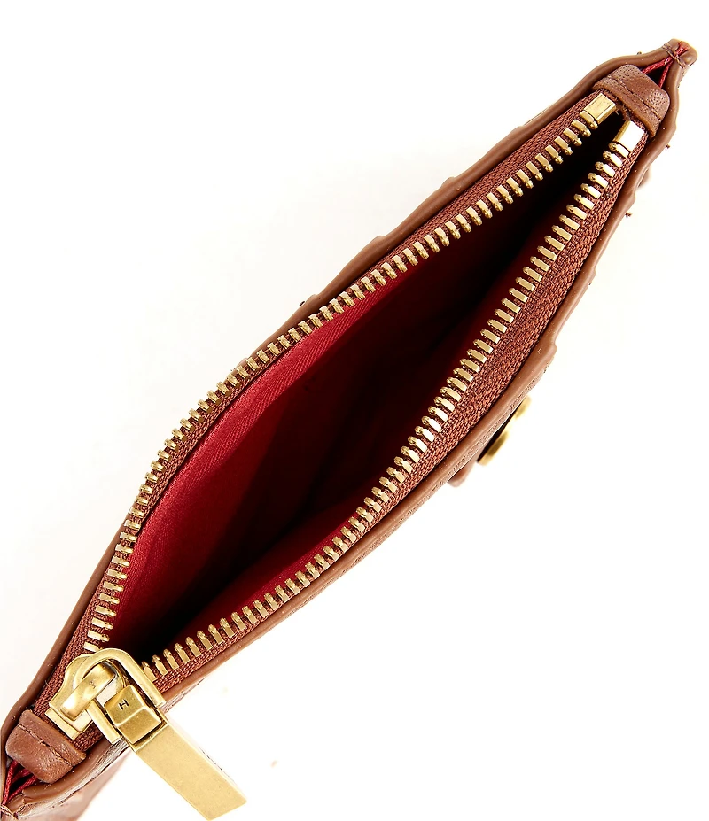 Hammitt 210 West Card Holder Pebble/Brushed Gold Red Zip