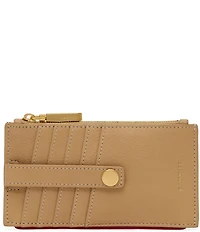 Hammitt 210 West Card Holder Pebble/Brushed Gold Red Zip