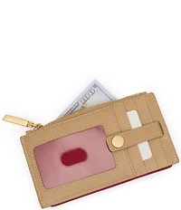 Hammitt 210 West Card Holder Pebble/Brushed Gold Red Zip