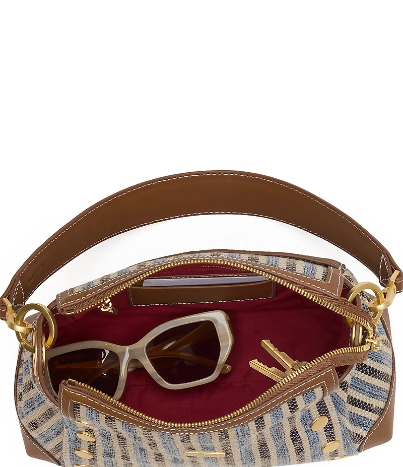 Hammitt Bryant Medium Cabana Blue Jute Studded Shoulder Bag