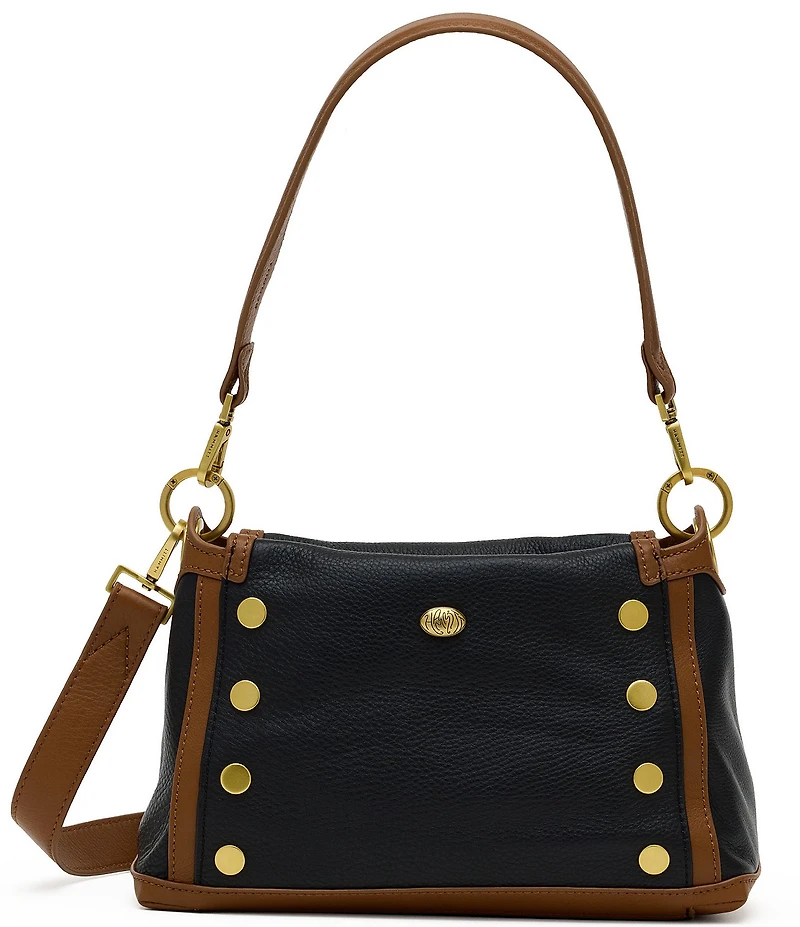 Hammitt Bryant Medium East End Gold Pebbled Piping Studded Shoulder Bag