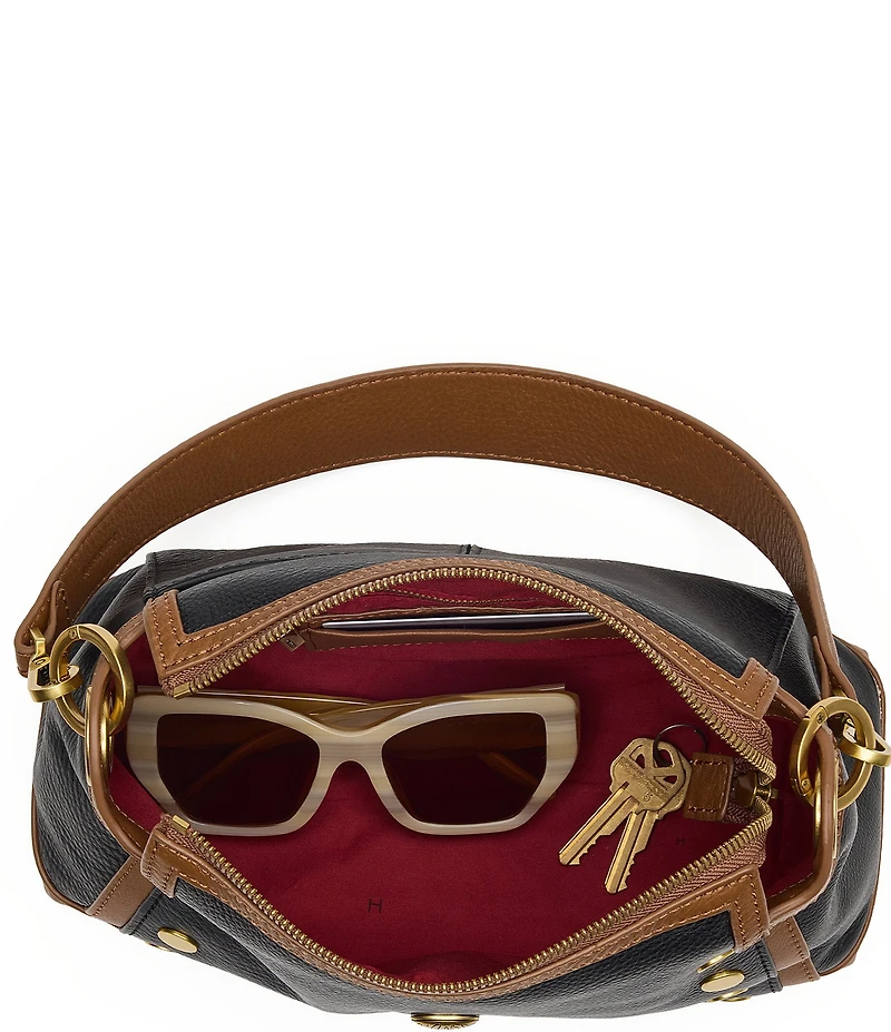 Hammitt Bryant Medium East End Gold Pebbled Piping Studded Shoulder Bag