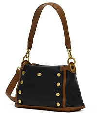 Hammitt Bryant Medium East End Gold Pebbled Piping Studded Shoulder Bag