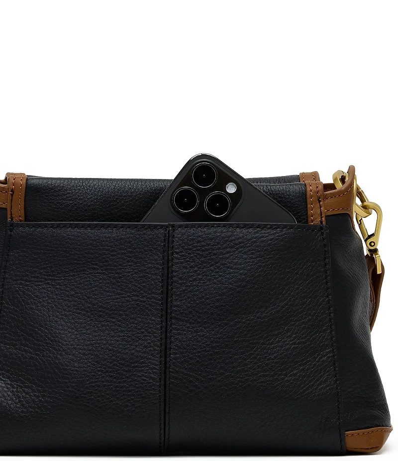 Hammitt Bryant Medium East End Gold Pebbled Piping Studded Shoulder Bag