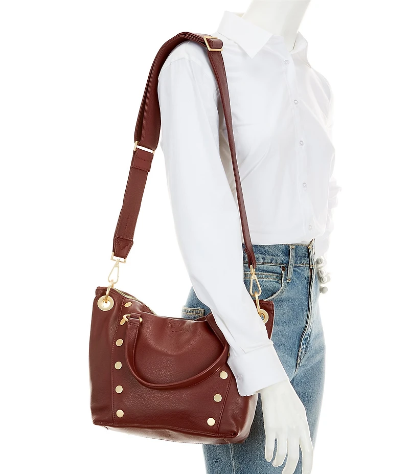 Hammitt Daniel Pebble Leather Gold Studded Medium Satchel Bag