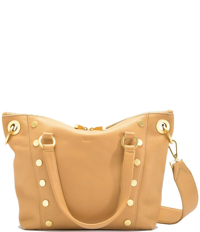 Hammitt Daniel Pebble Leather Gold Studded Medium Satchel Bag