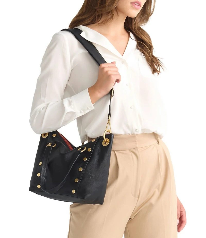 Hammitt Daniel Medium Leather Gold Studded Satchel Bag