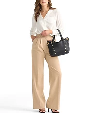 Hammitt Daniel Medium Leather Gold Studded Satchel Bag