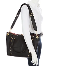 Hammitt Daniel Rivet Large Red Zipper Gold Studded Tote Bag