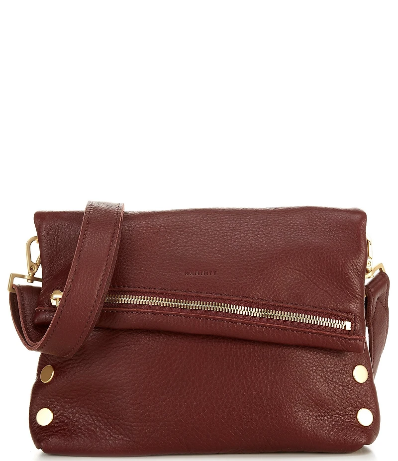 Hammitt Fold-Over VIP Leather Medium Gold Hardware Crossbody Bag