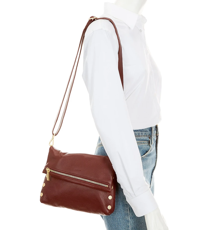 Hammitt Fold-Over VIP Leather Medium Gold Hardware Crossbody Bag