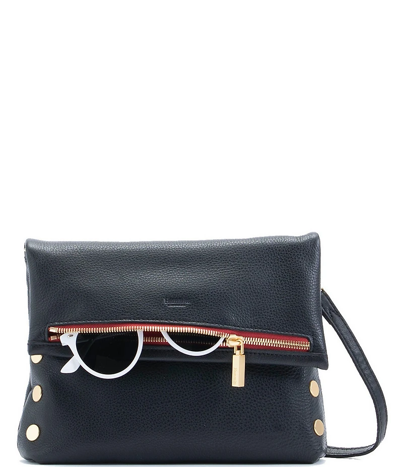 Hammitt Fold-Over VIP Leather Medium Gold Hardware Crossbody Bag