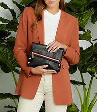 Hammitt Fold-Over VIP Leather Medium Gold Hardware Crossbody Bag