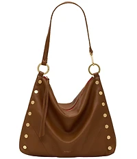 Hammitt Kyle Large Brushed Gold Red Zip Studded Shoulder Bag