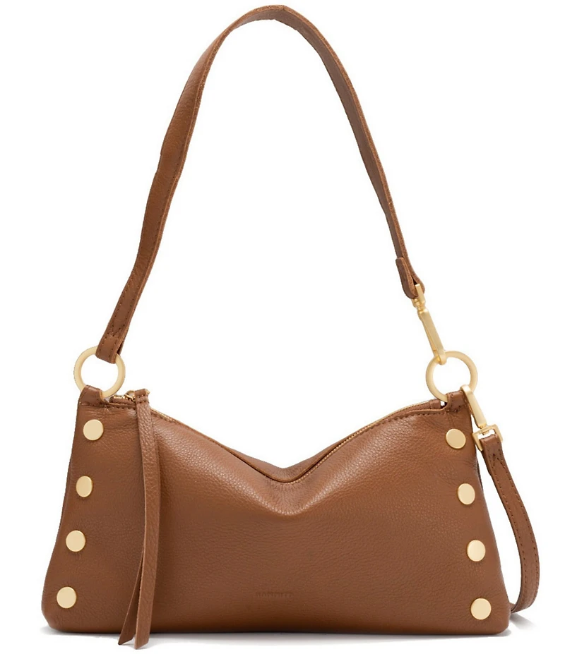 Hammitt Kyle Leather Brushed Gold Red Zip Shoulder Bag