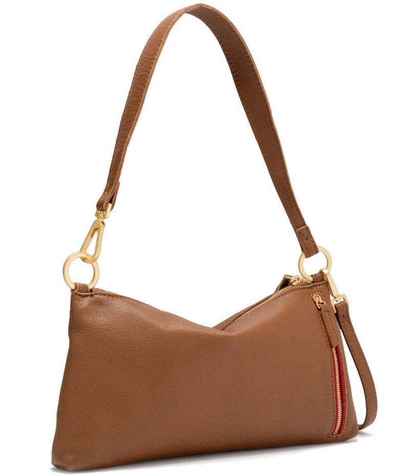 Hammitt Kyle Leather Brushed Gold Red Zip Shoulder Bag