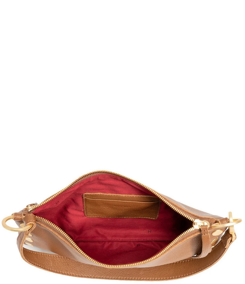 Hammitt Kyle Leather Brushed Gold Red Zip Shoulder Bag