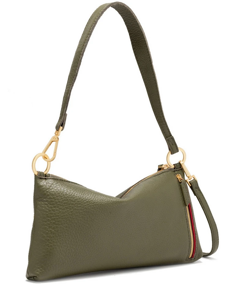Hammitt Kyle Leather Brushed Gold Red Zip Shoulder Bag