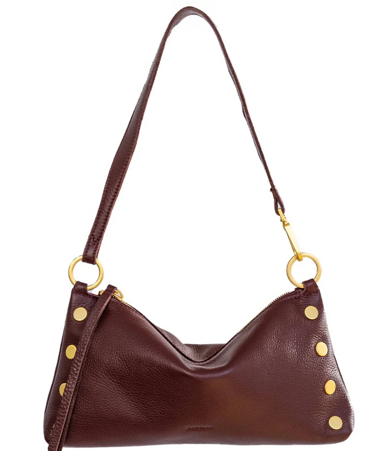 Hammitt Kyle Leather Brushed Gold Red Zip Shoulder Bag
