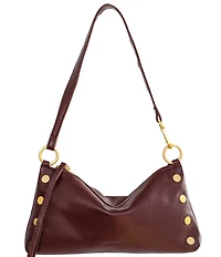 Hammitt Kyle Leather Brushed Gold Red Zip Shoulder Bag