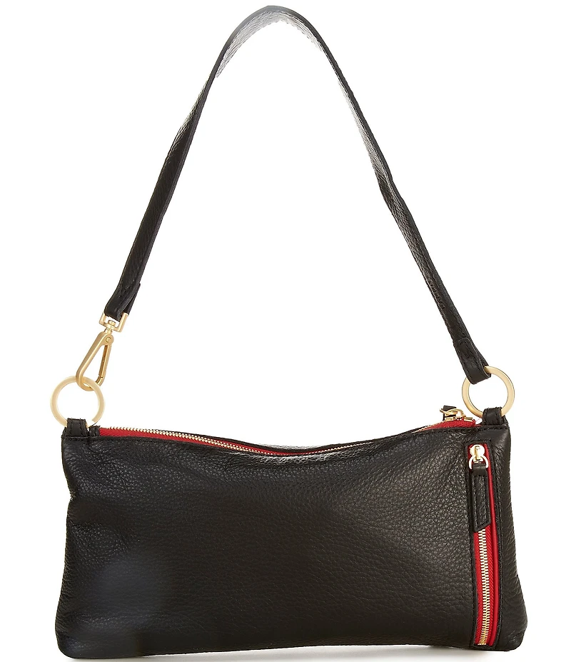 Hammitt Kyle Leather Brushed Gold Red Zip Shoulder Bag