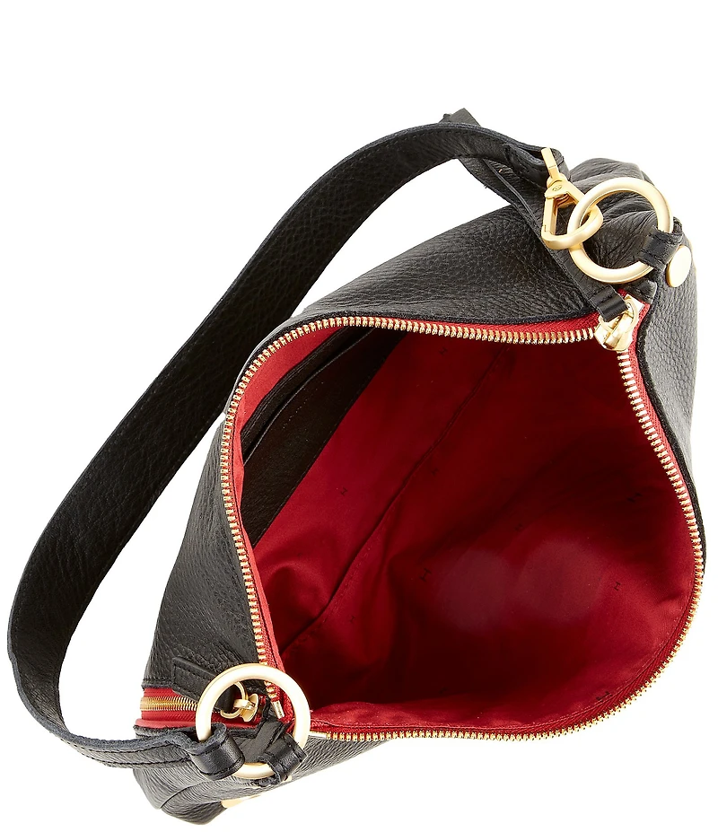 Hammitt Kyle Leather Brushed Gold Red Zip Shoulder Bag