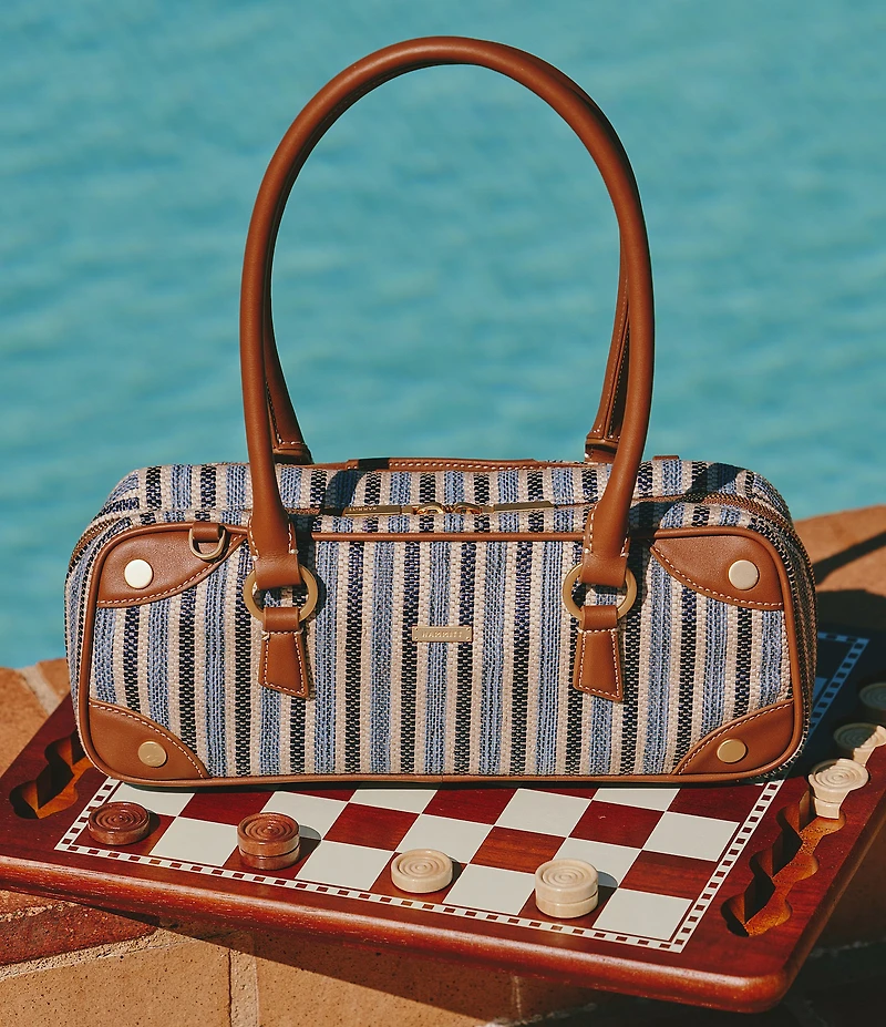 Hammitt Meredith Small Cabana Blue Stripe Bowling Shoulder Bag