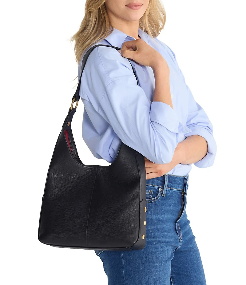 Hammitt Tim Medium Pebble Leather Gold Stud Hobo Shoulder Bag